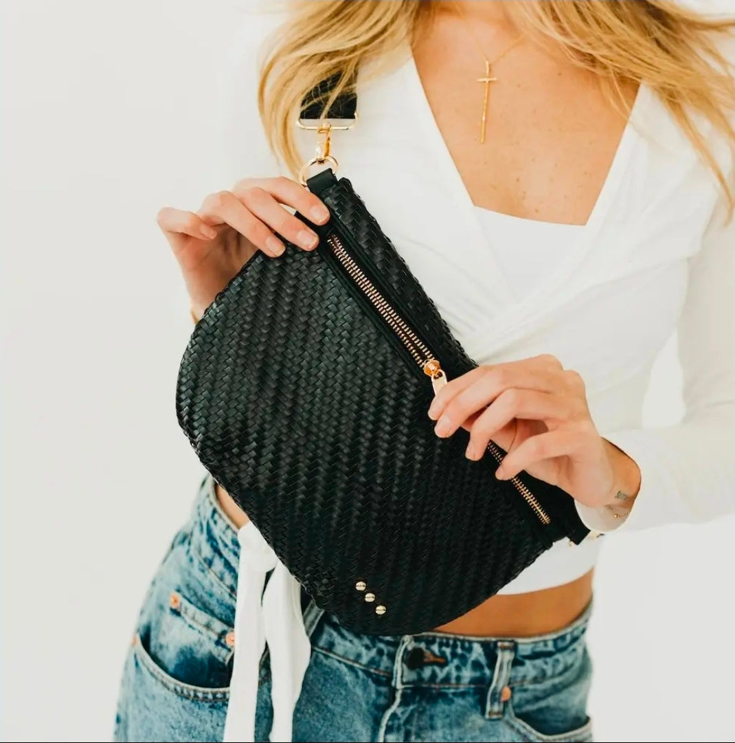 Diagonal Woven Westlyn Bum Bag - Cream