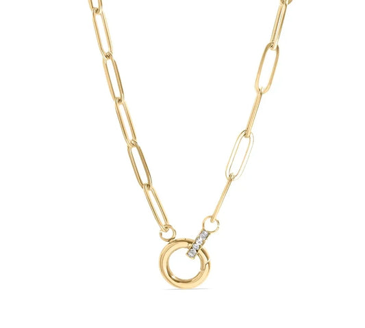 Paperclip Rhinestone Charm Holder Necklace