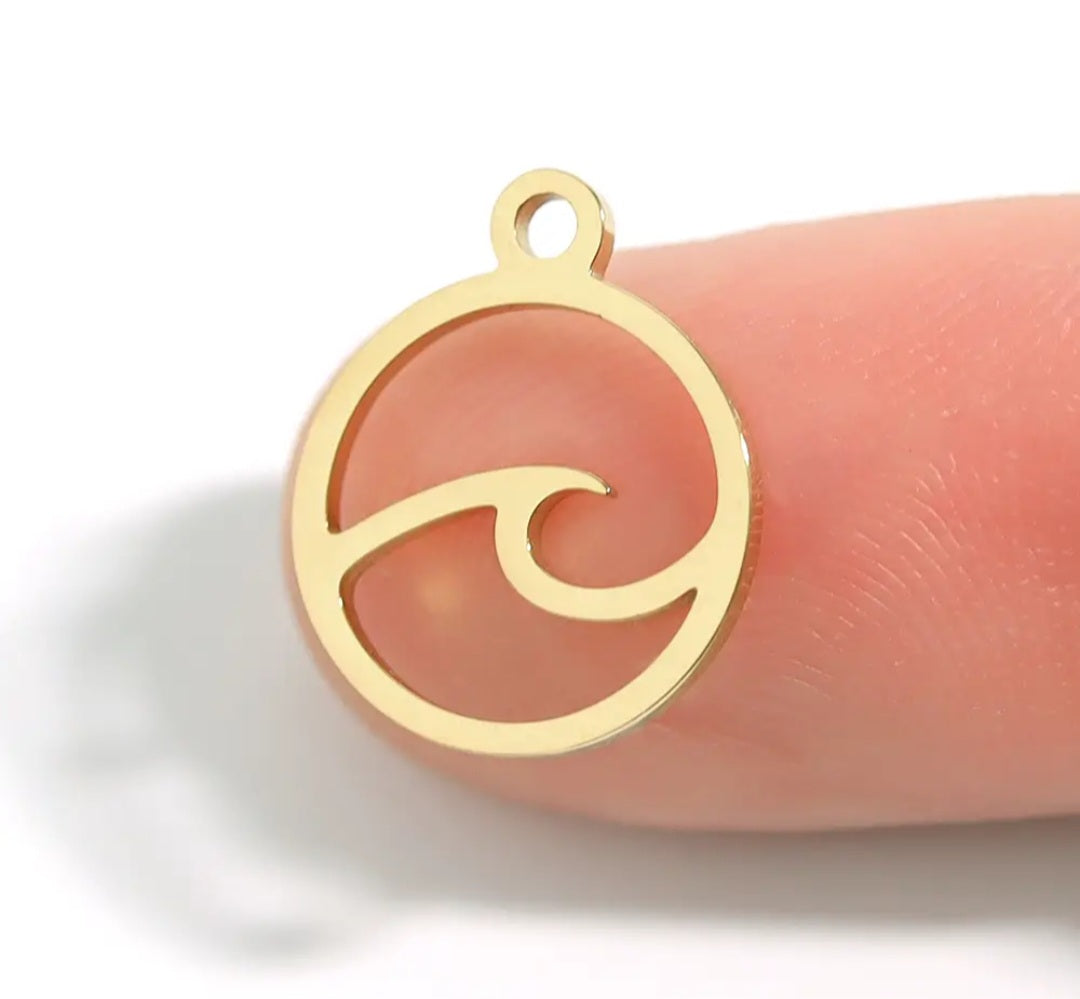 Stainless Steel Wave Charm