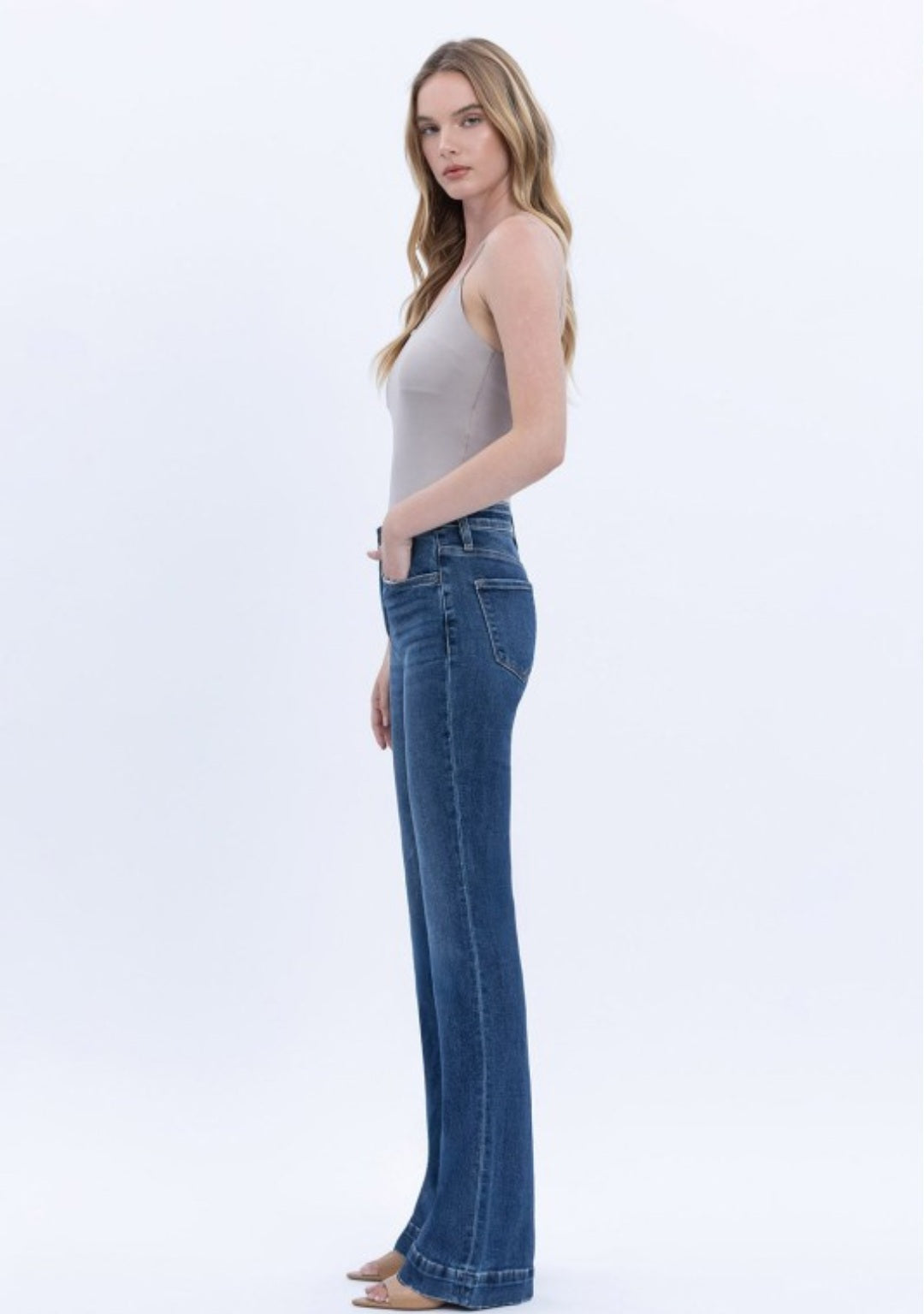 VERVET High Rise Trouser Hem Bootcut Jean