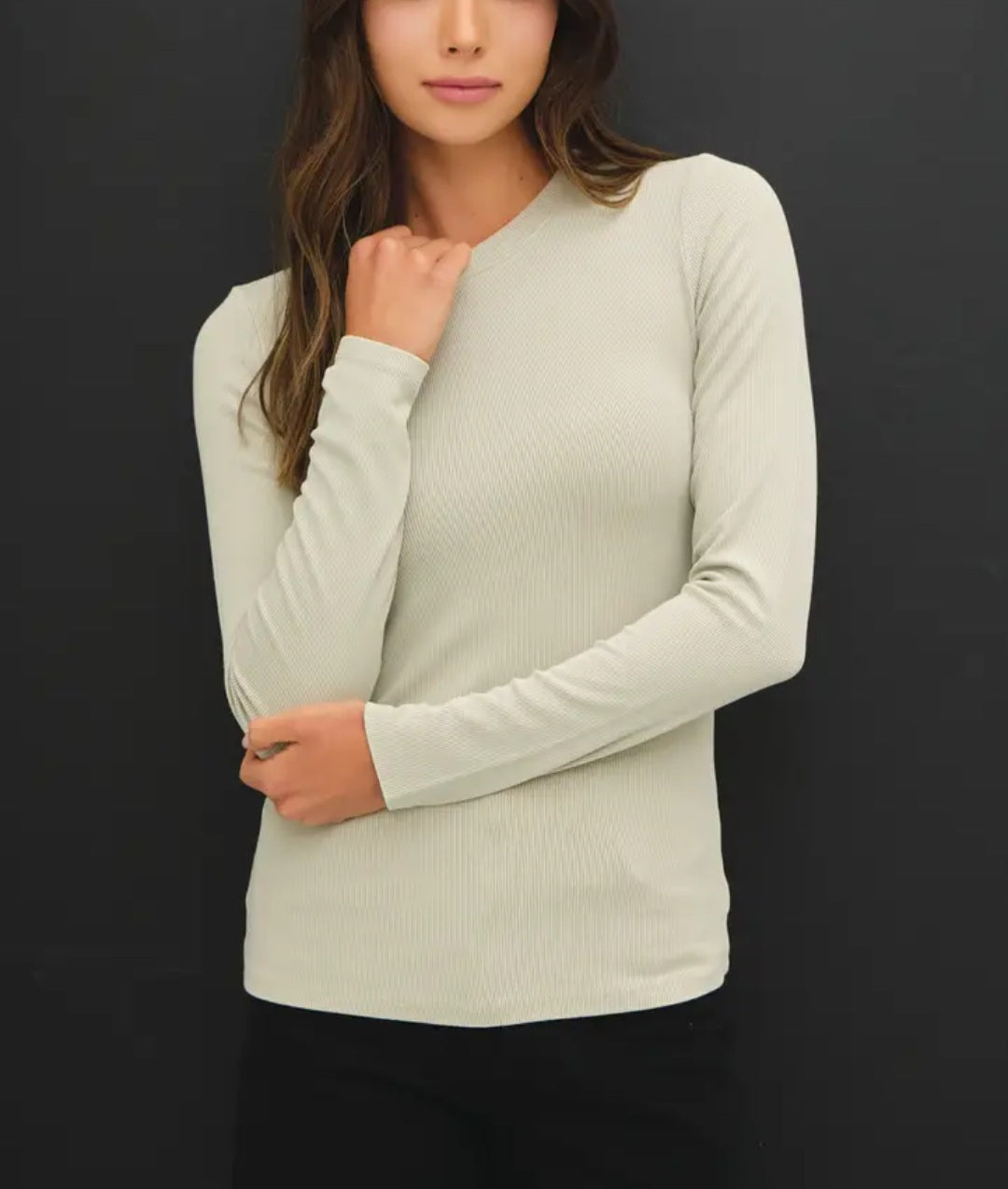 Ribbed Crewneck Longsleeve Basic Top