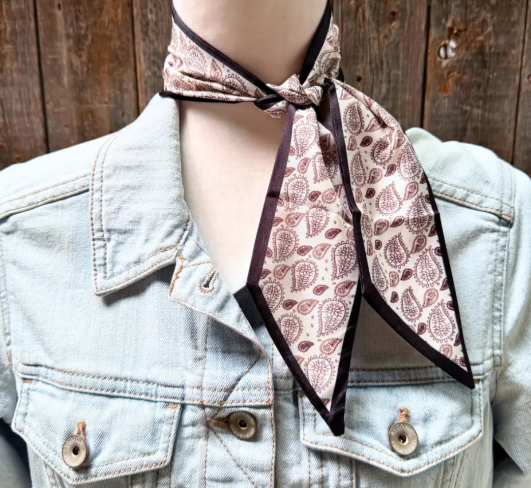 Black and Brown Western Skinny Mini Wild Rag Scarf Cowgirl Necktie