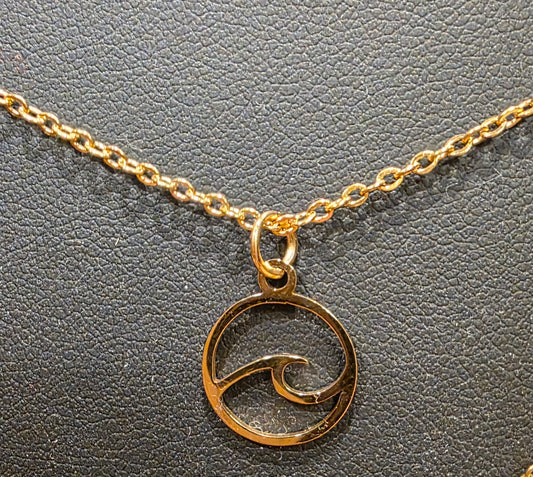 Stainless Steel Wave Charm Necklace