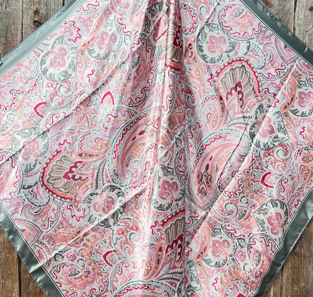 Pink & Gray Paisley Wild Rag/ Scarf