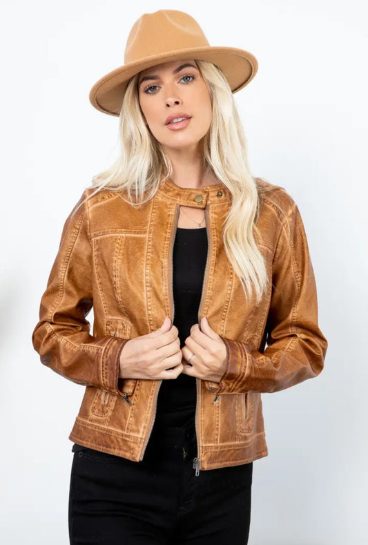 Saddle Vegan Leather Jacket