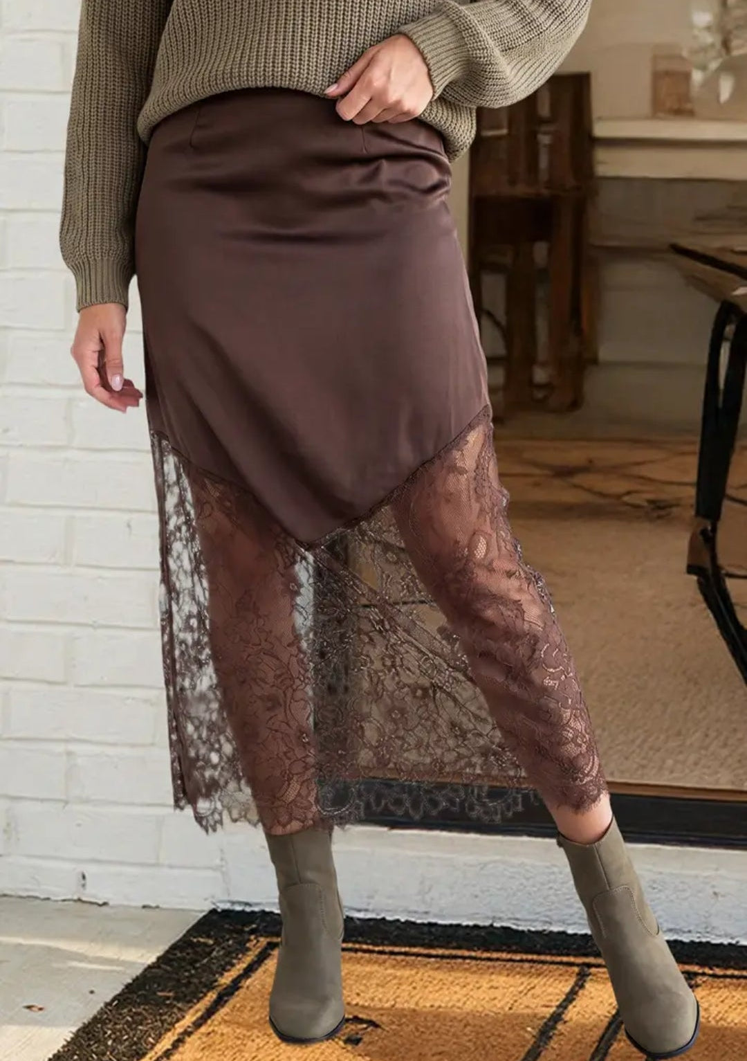 Las Lace Patchwork Maxi Skirt