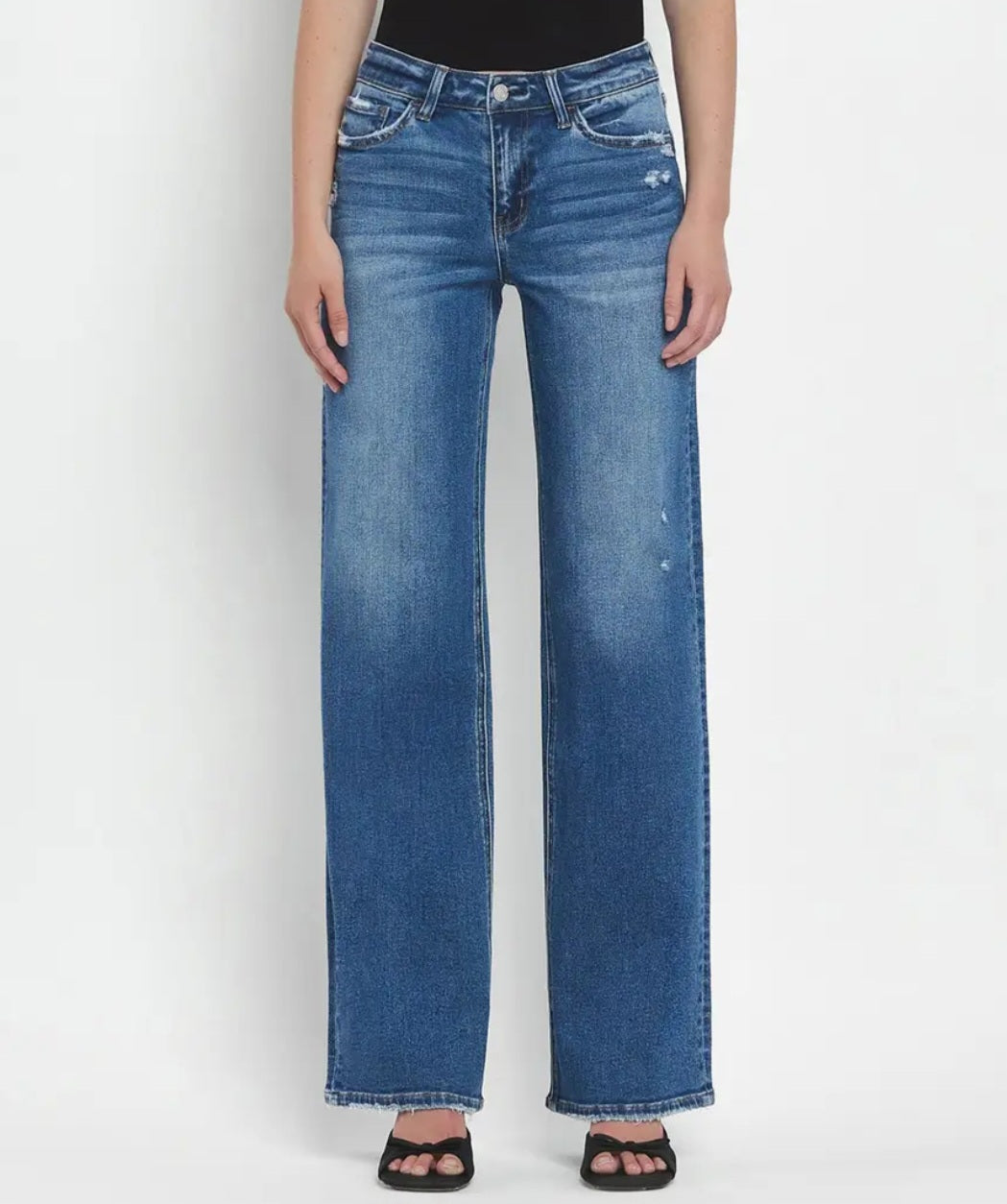 Darlin Mid Rise Full Length Wide Leg Jeans