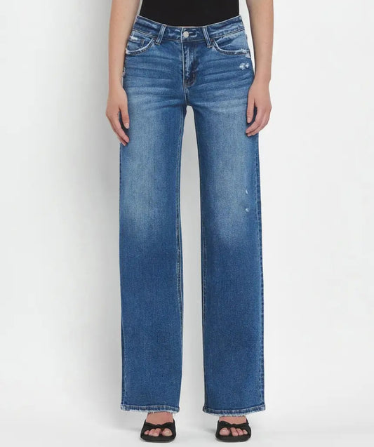 Darlin Mid Rise Full Length Wide Leg Jeans