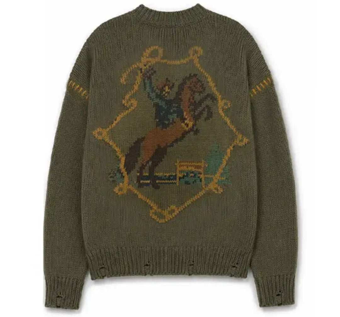 Equestrian Intarsia Cardigan