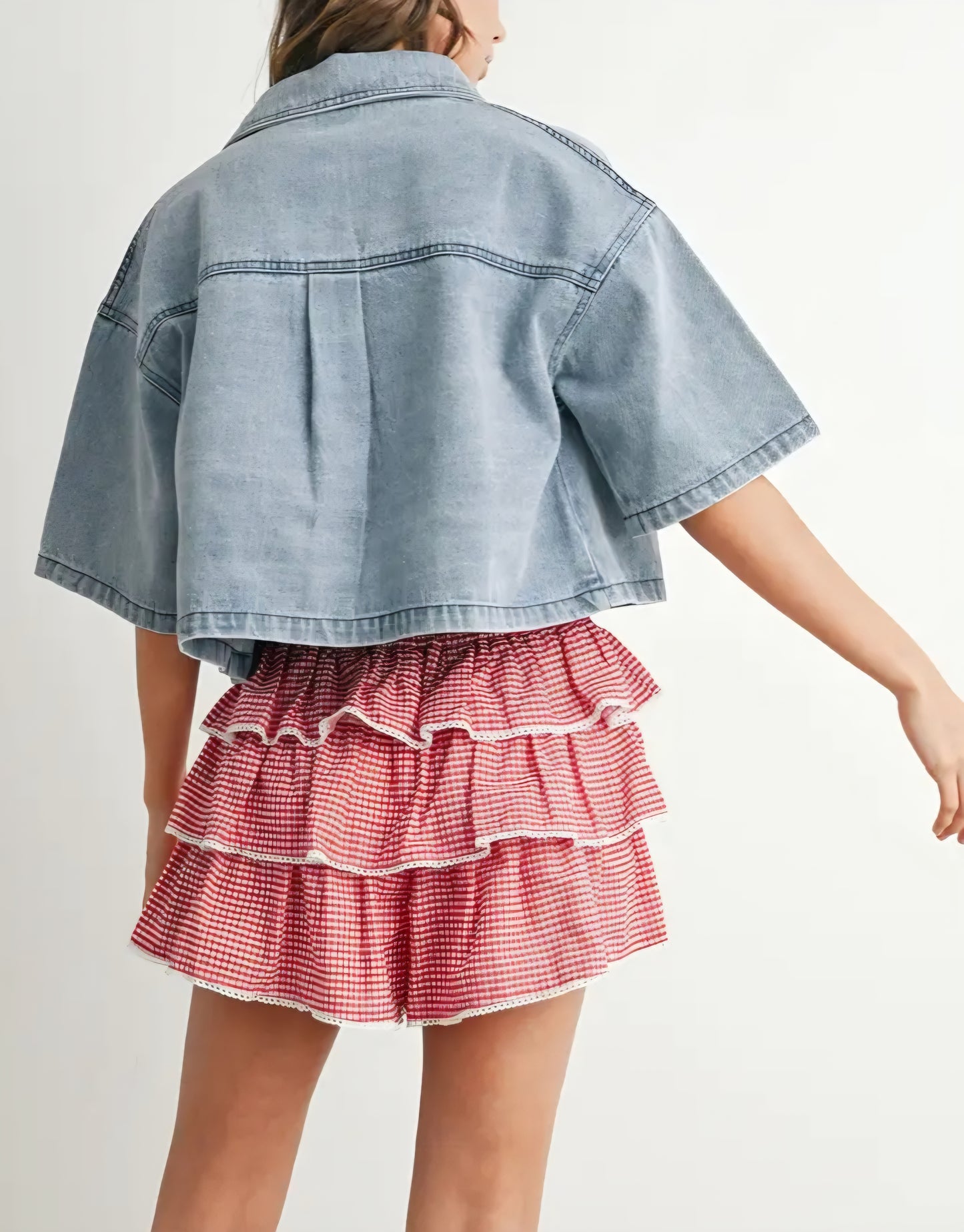 Button Front Cropped Shirt