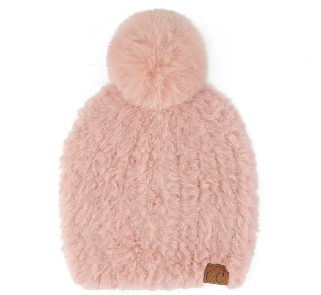 FAUX FUR POM BEANIE by CC