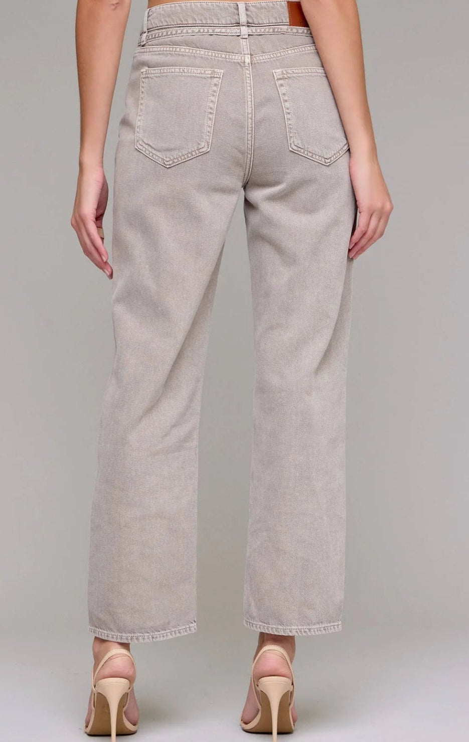 Gravel Wash Tie Waist Straight Leg Hidden Denim
