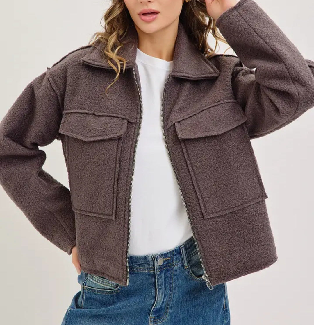 Textured Bomber Jacket