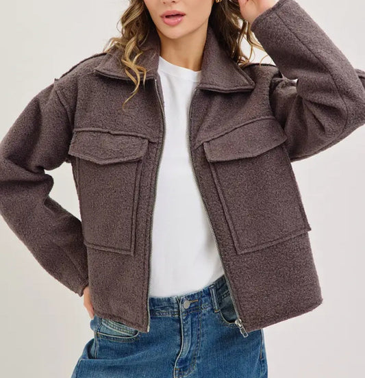 Textured Bomber Jacket