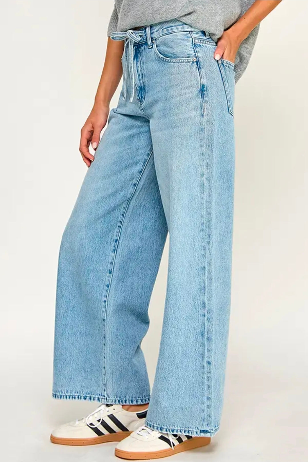 Wide Leg Tie Jeans