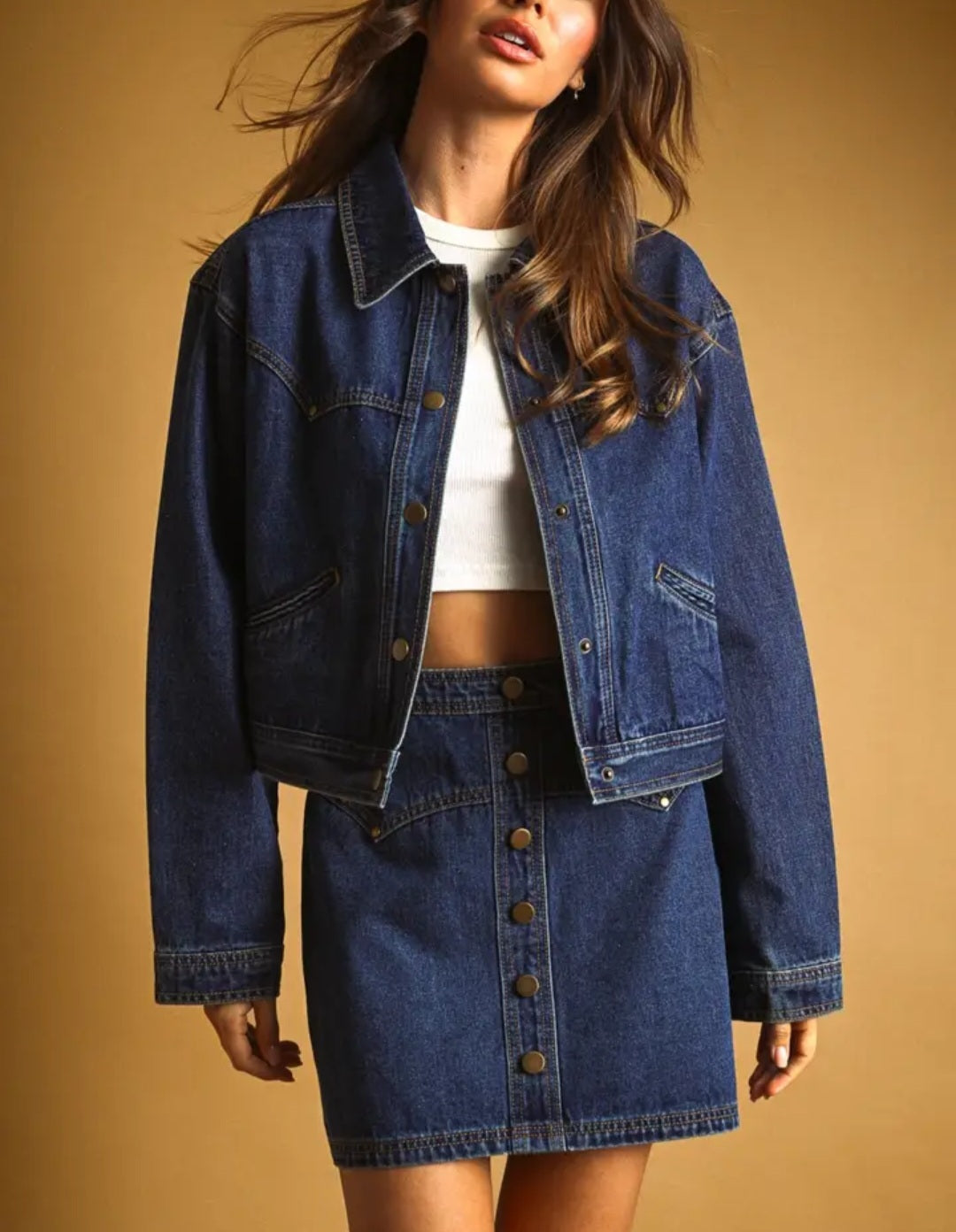 Button Front Indigo Denim Jacket