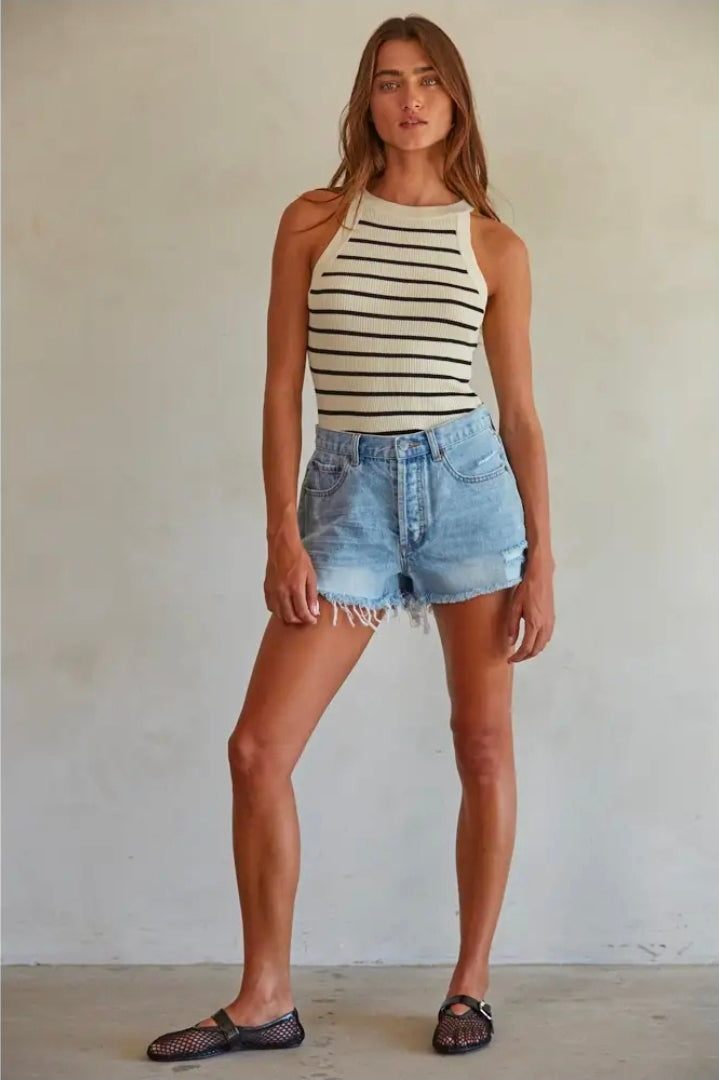 Knit Ribbed Striped Tank Top