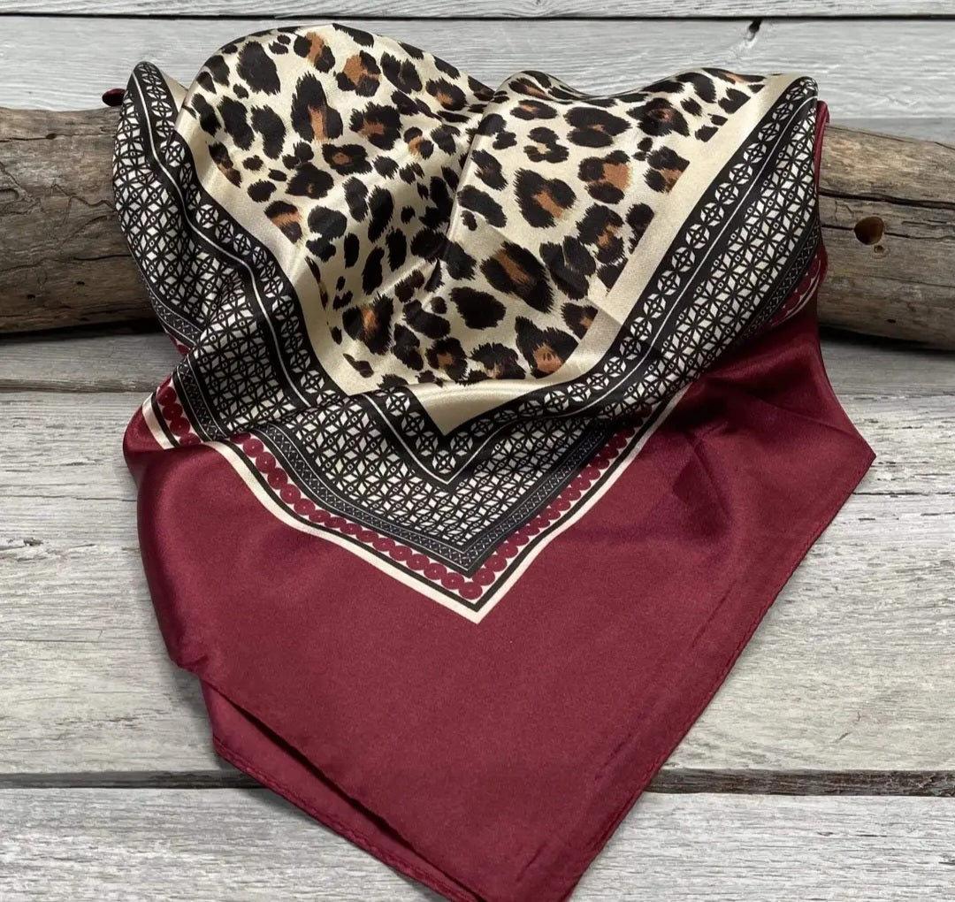Wine Leopard Wild Rag / Scarf