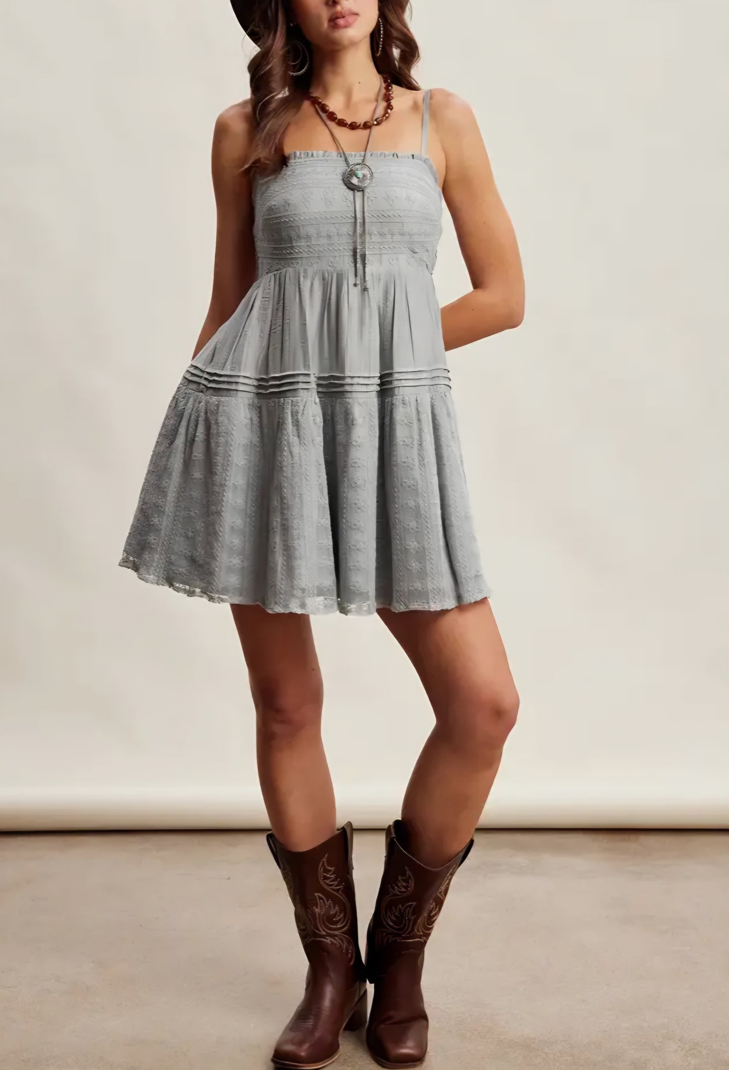 Lace Tiered Mini Dress
