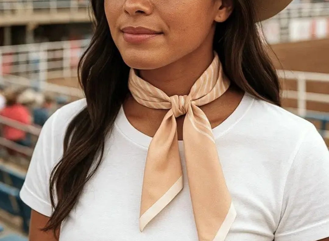 Tan and Cream Western Skinny Min Wild Rag Scarf / Cowgirl Necktie