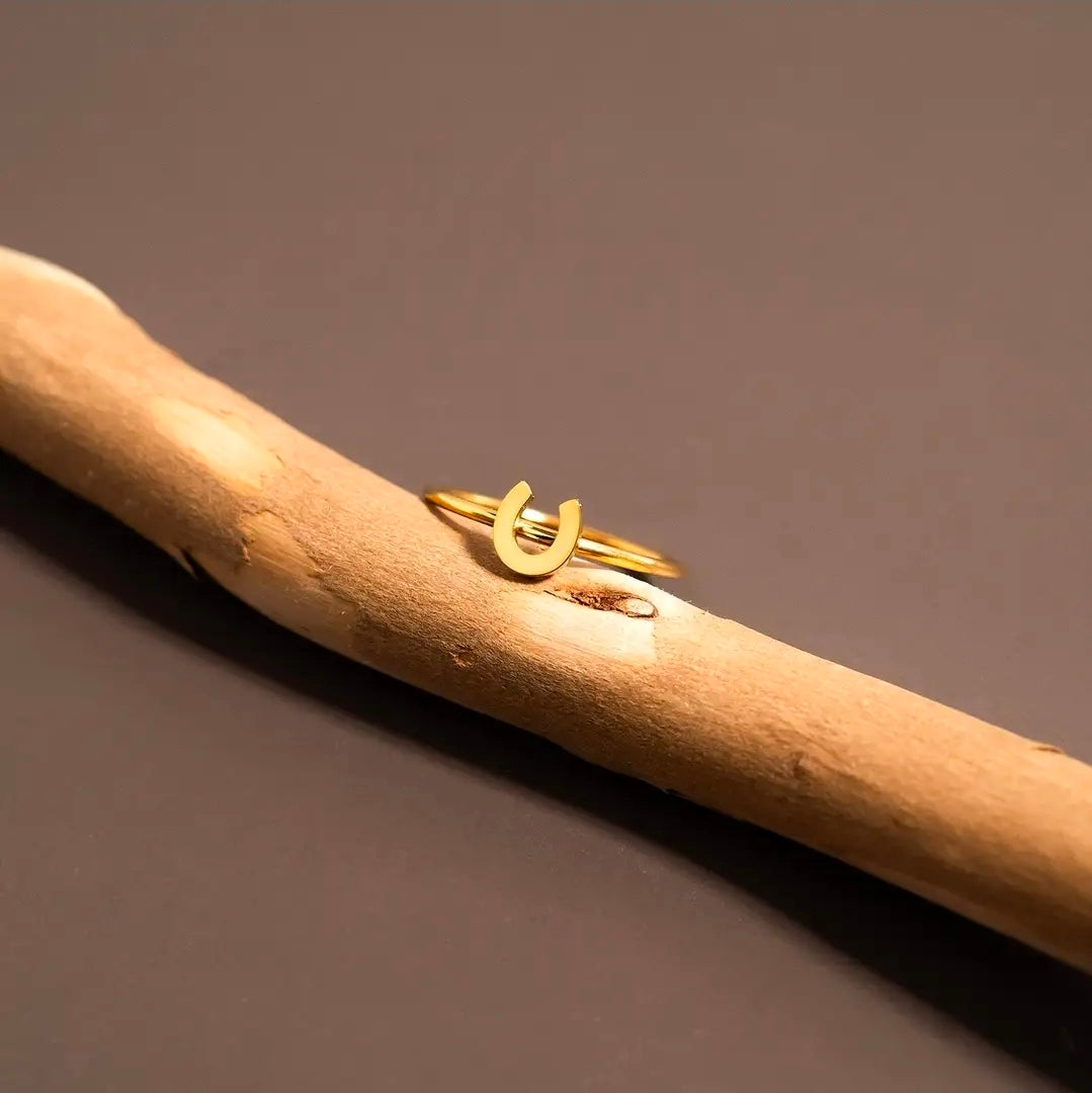 18K Gold Pvd Stainless Steel Horseshoe Stacking Ring Gold & Silver