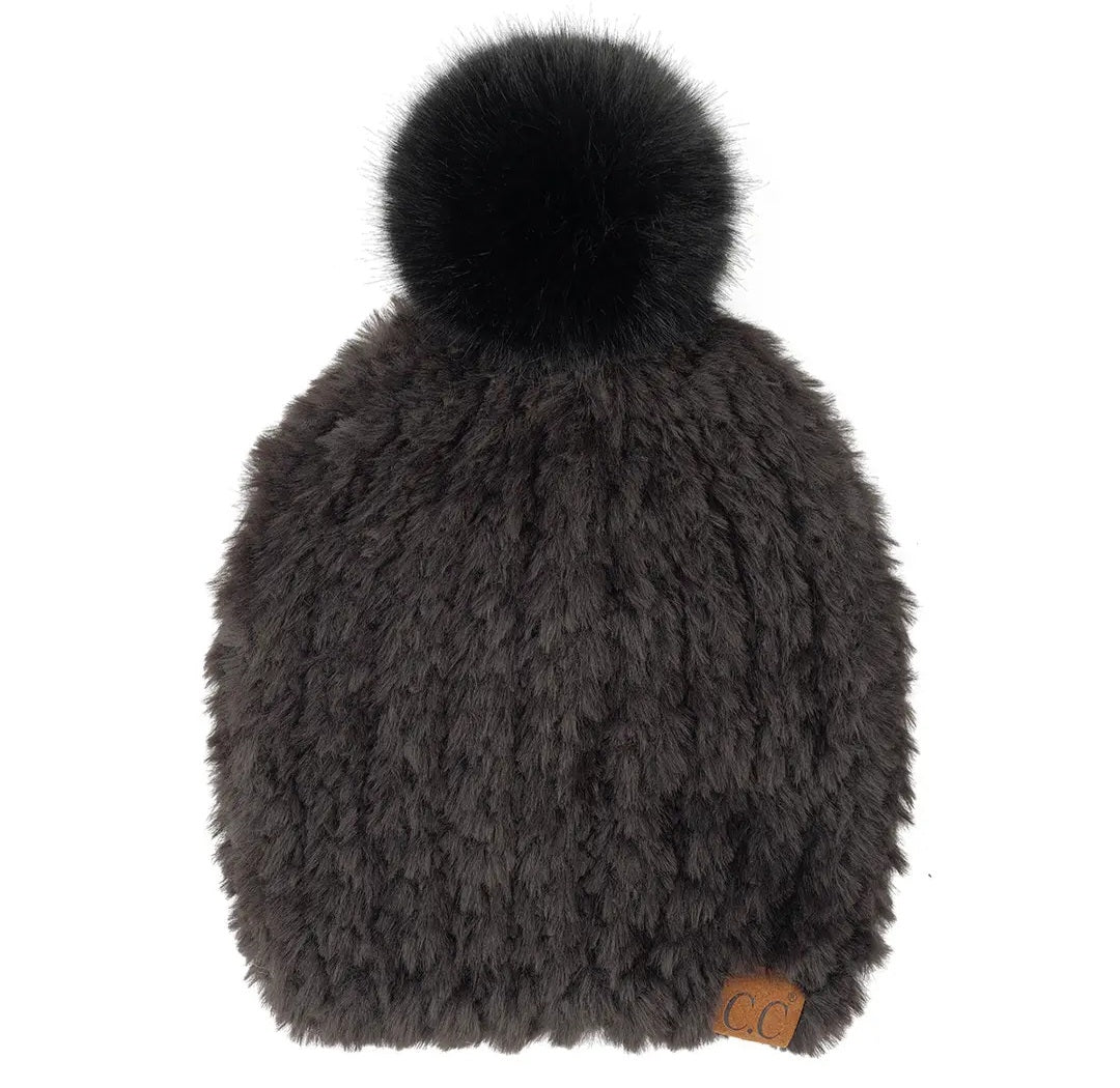 FAUX FUR POM BEANIE by CC