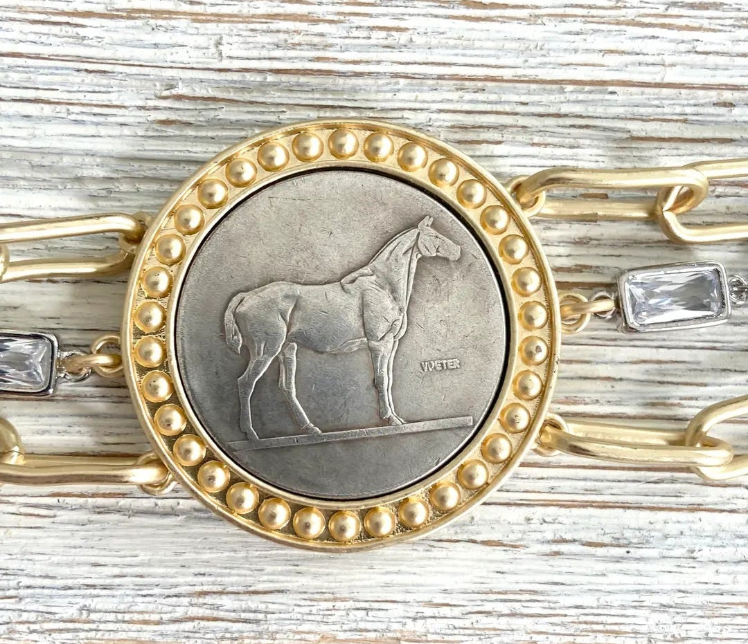 Country Western Horse Coin Bracelet