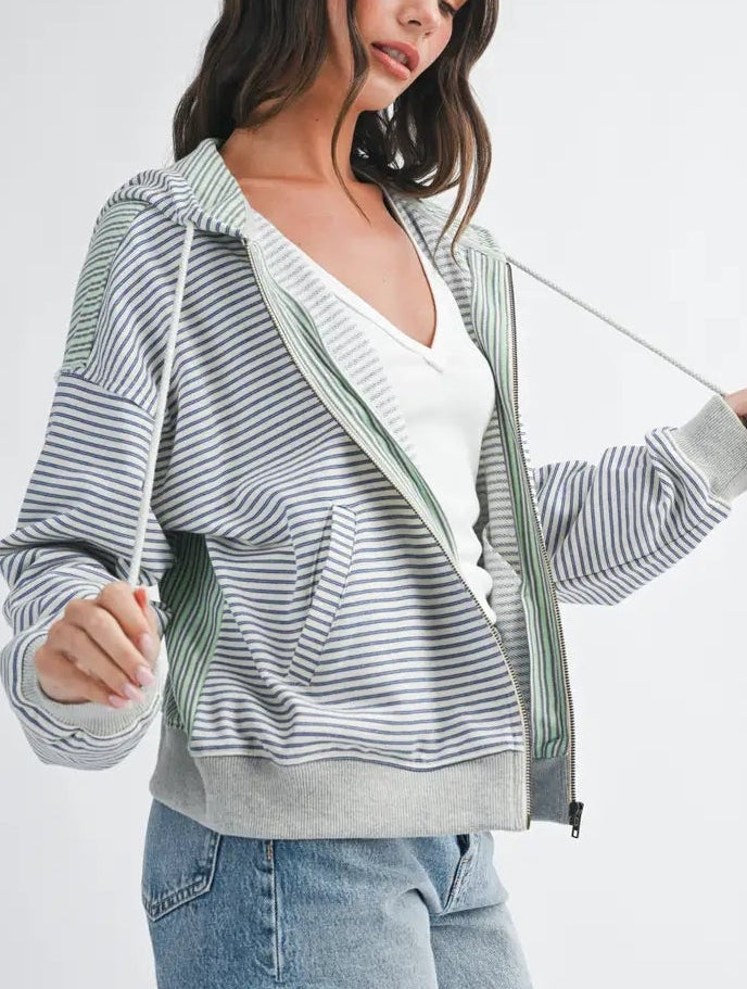 Striped Zip Hoodie