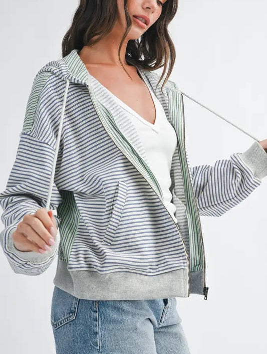 Striped Zip Hoodie