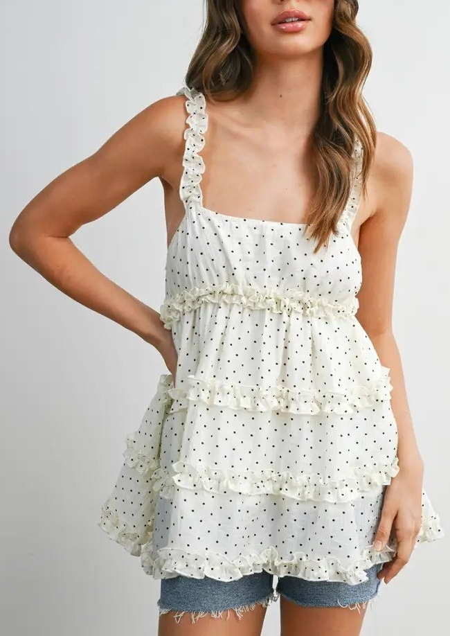 Dotted Swiss Strap Layered Tunic
