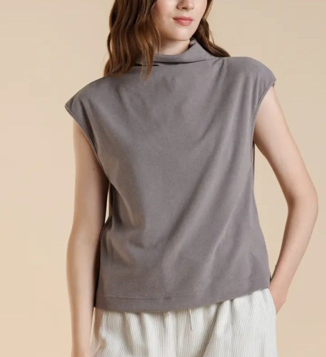 Soft Knit Mock Neck Sleeveless Top