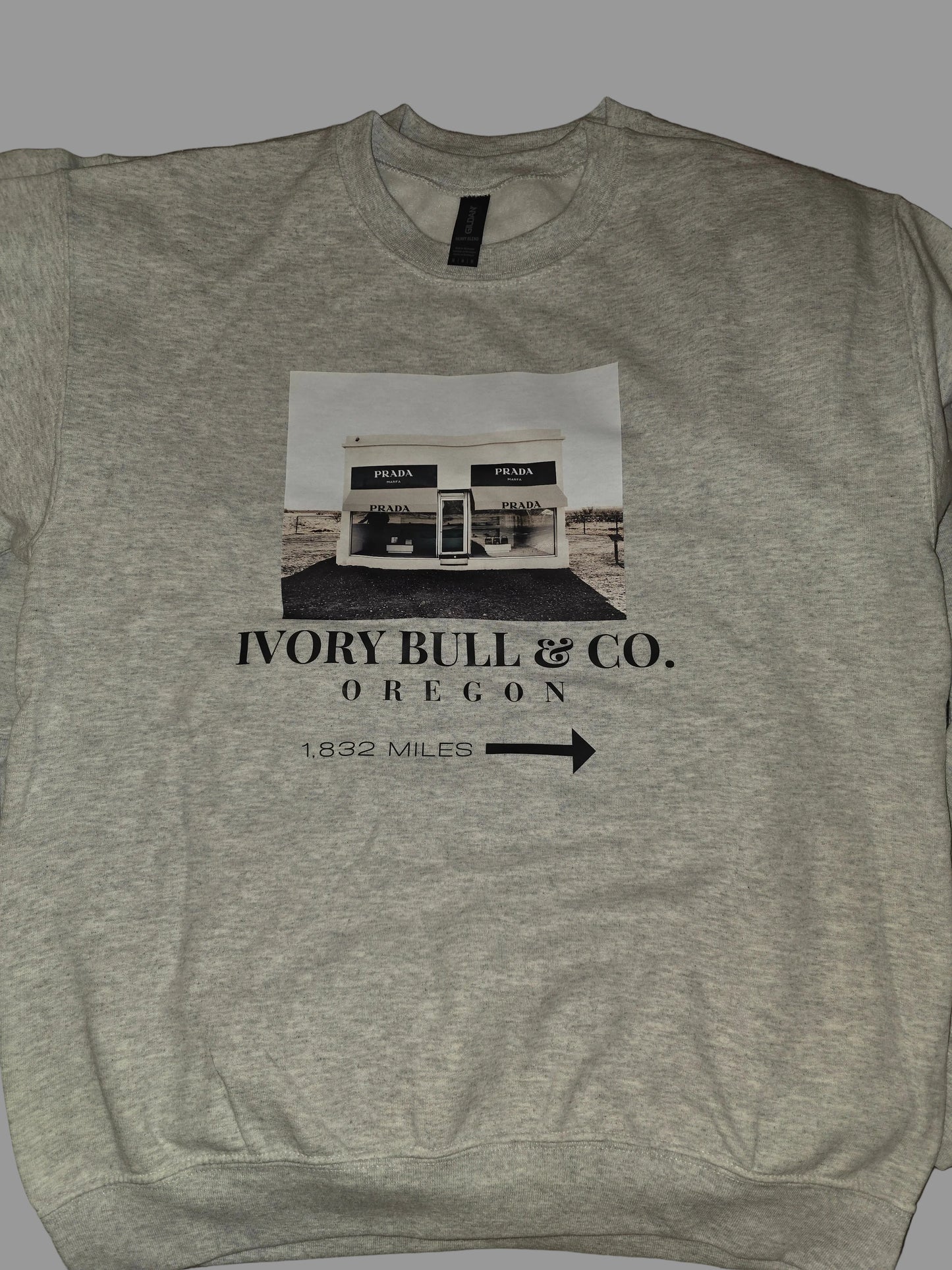 Custom Ivory Bull & Co. Miles To Marfa Crewneck