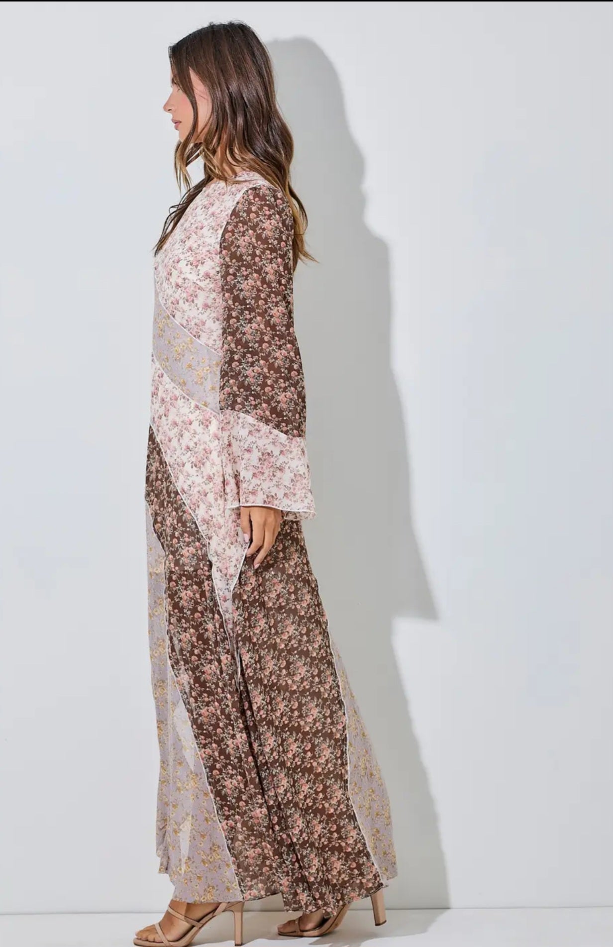 Floral Chiffon Ruffle Maxi Dress