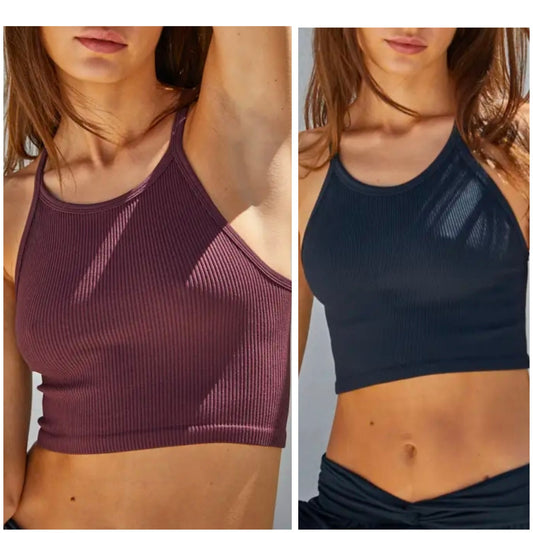 Seamless Sleeveless Halter Neck Top