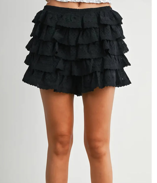 Layered Ruffled Eyelet Mini Skort