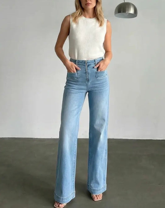 Front Pocket Flare High Rise Jeans