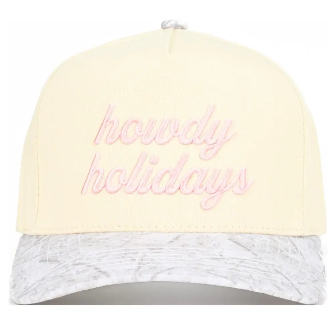 "Howdy Holidays" Embroidered Trucker Hat w/ White Camo by CC