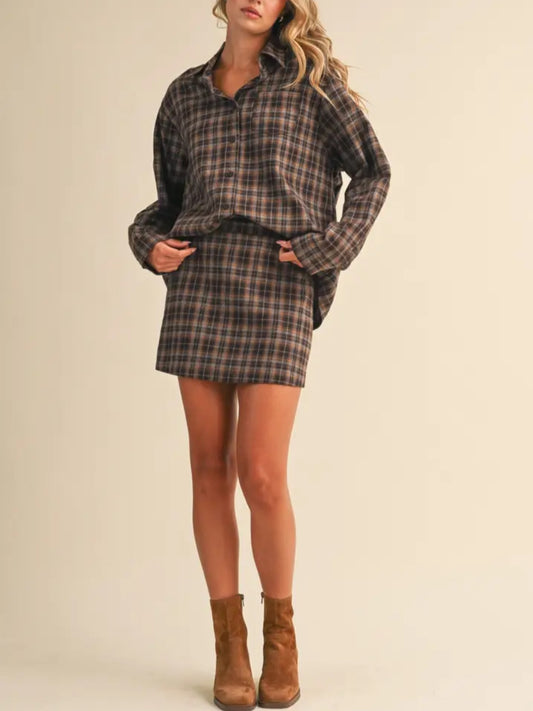 Plaid Printed Mini Fall Skirt