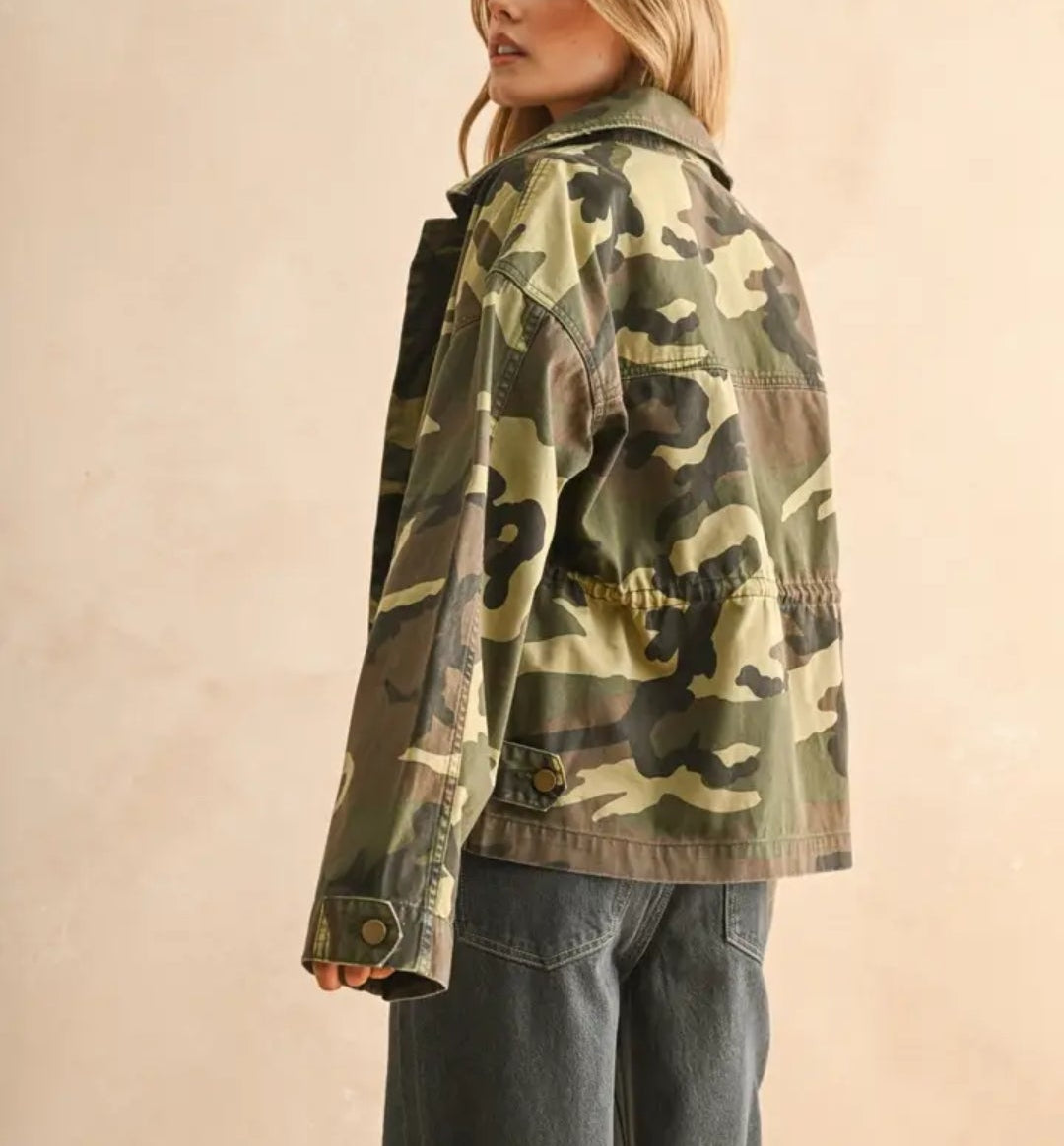 Olive Camo Printed Jacket