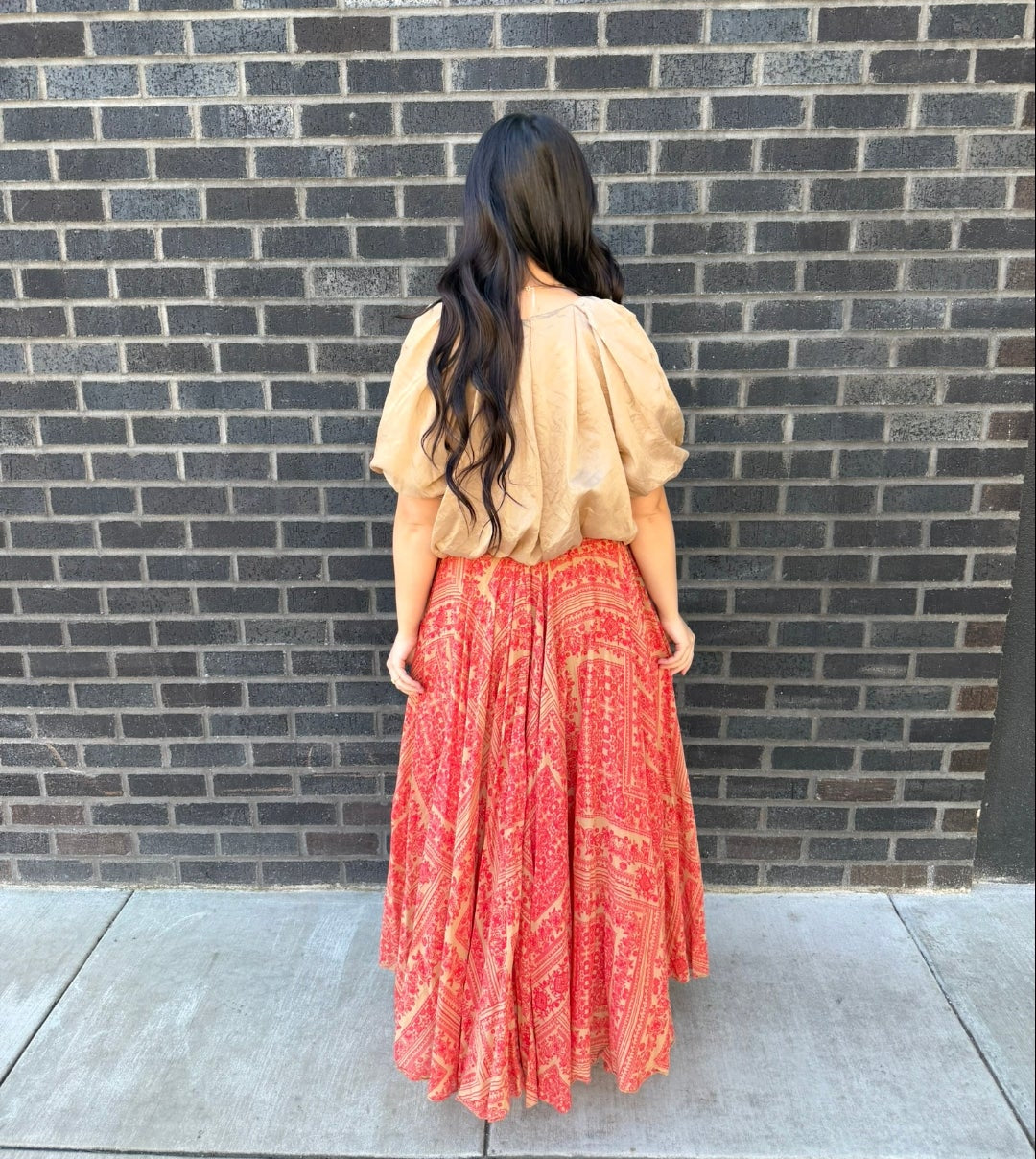 Scandal Italy Atrani Red/ Beige Maxi Skirt